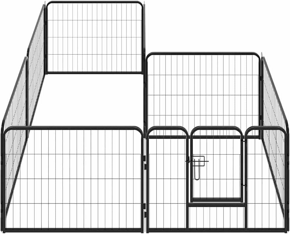 Dog Playpen 8 Panels Steel 80X60 Cm Black Pet Exercise Pen Indoor Outdoor image number 1