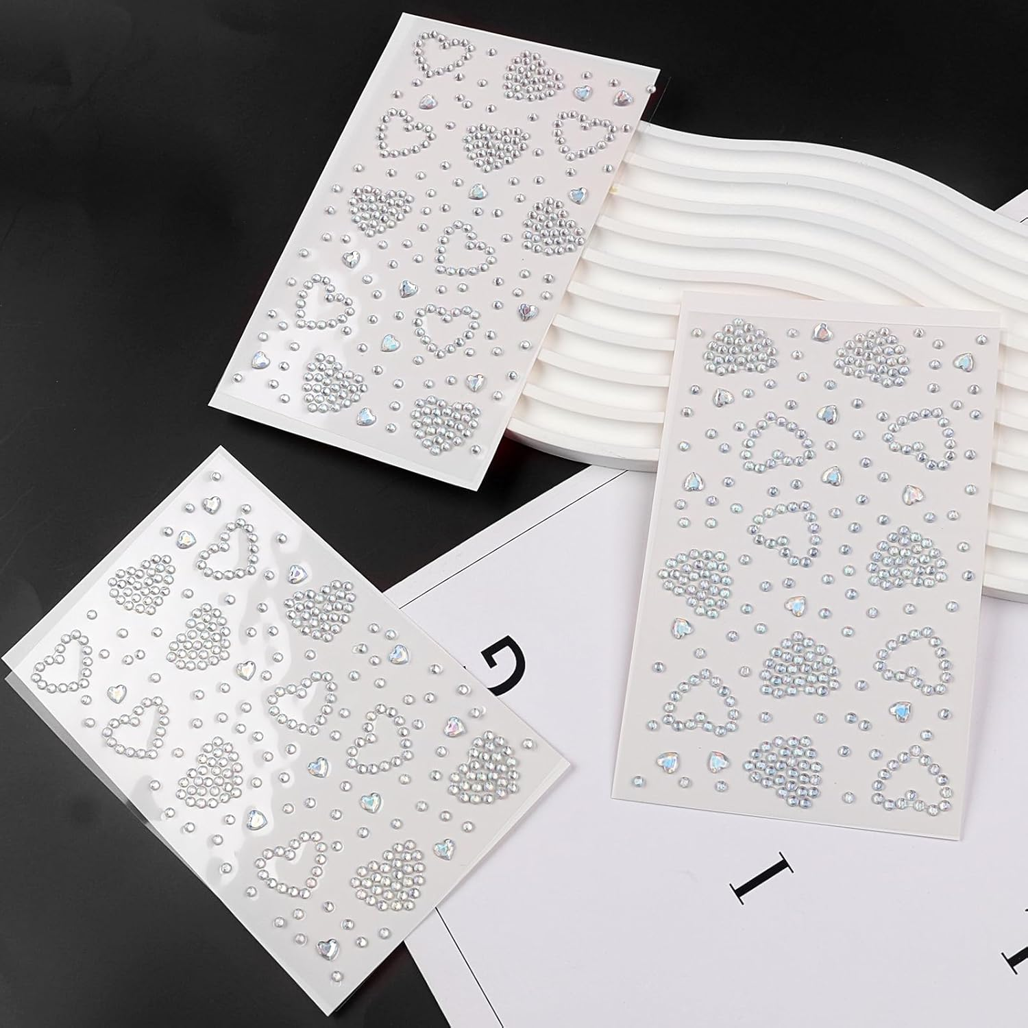 3Sheets Heart Star Gem Stickers Jewels for Crafts, Face Makeup - Self Adhesive Rhinestone Jewel Stickers, Stick on Gems Rhinestones for Crafts, Craft Supplies for Kids (Heart_Laser) image number 2