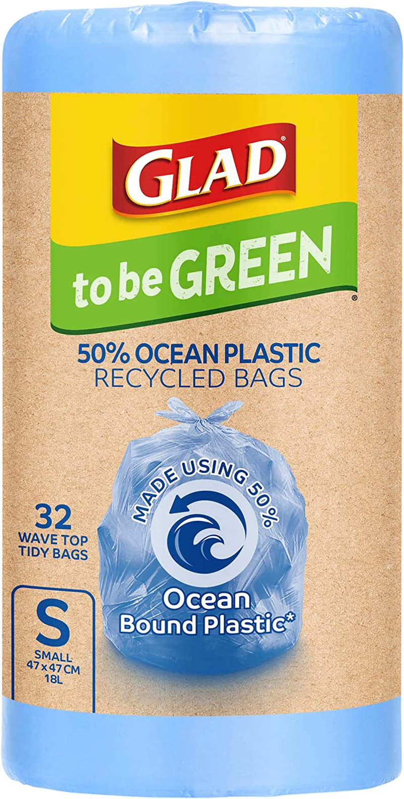 Glad to Be Green Ocean Recycled Bin Liner Bag, Small 18L (Pack of 32)