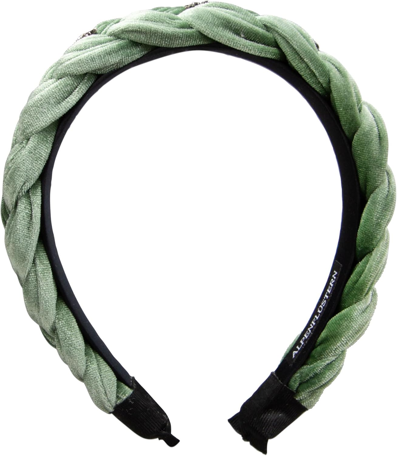 Alpenfl&uuml;stern Costume Headband Velvet Braided Look & Rhinestone Edelweiss - Women'S Hair Accessories Non-Slip Headband Braided for Dirndl (In Traditional Colours) ADV129 (Sage Green) image number 6