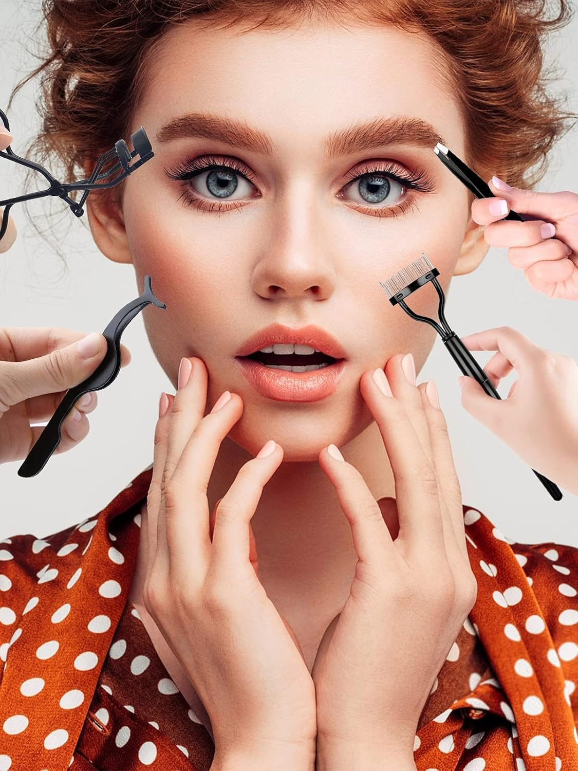 EBANKU Eyelash Comb Lashes Curler Set, 7Pcs Eyebrow Brush Comb Eyelashes Separator Tool Professional Eye Brow Spoolie Brush Scissors Tweezers Eyelash Curler Silicone Refill Pads for Makeup Grooming - 7P image number 5