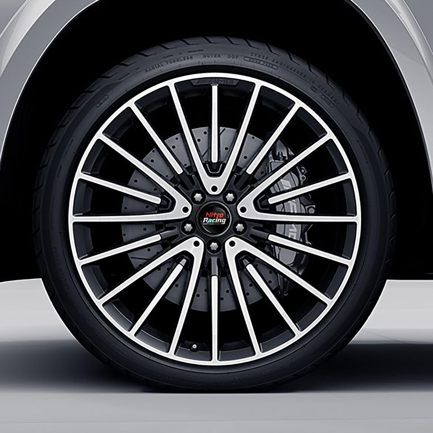 Skinoeu Set of 4 X 75Mm Wheel Centre Caps Compatible with Mercedes Benz B66470207 / B66470200 Alloy Center Hubcaps Hologram Nitro Racing CM 15 image number 4