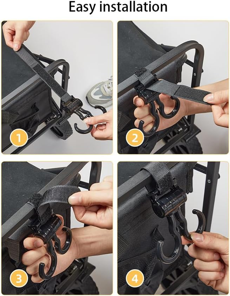 XUNQUCOM Baby Stroller Double Hooks Adjustable Stroller Hooks for Hanging Diaper Bags and Shopping Accessories Black image number 3