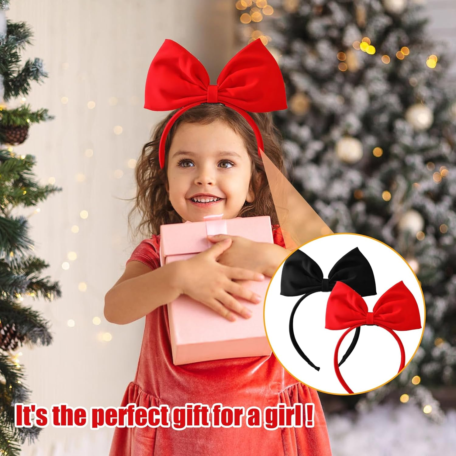 EUYKQNOI Black Bow Headband Headdress for Women and Girls, Valentine'S Day Red Bow Hair Bands Hair Band Perfect Hair Accessories for Party and Cosplay, Pack of 2 image number 1