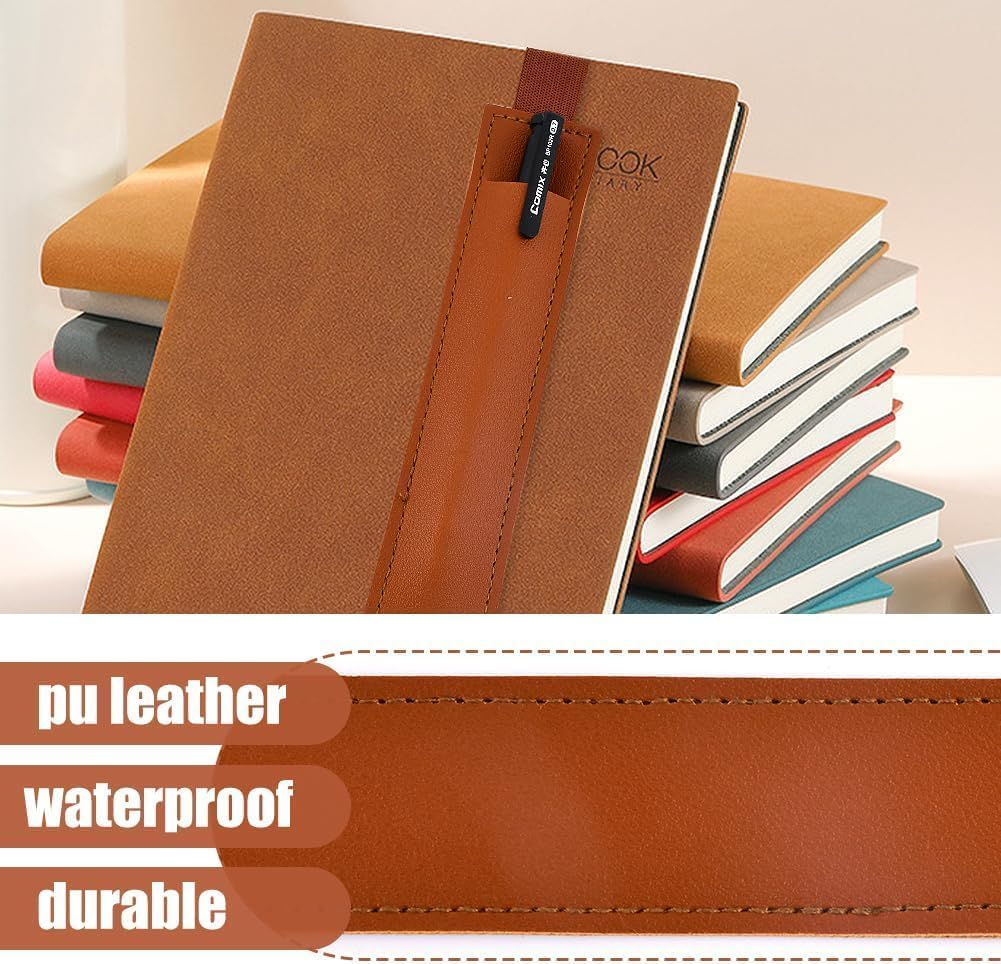 PU Leather Pen Sleeve Pouch, 10Pcs Elastic Band Pen Holder for Notebook, Journal Pencil Holder image number 4
