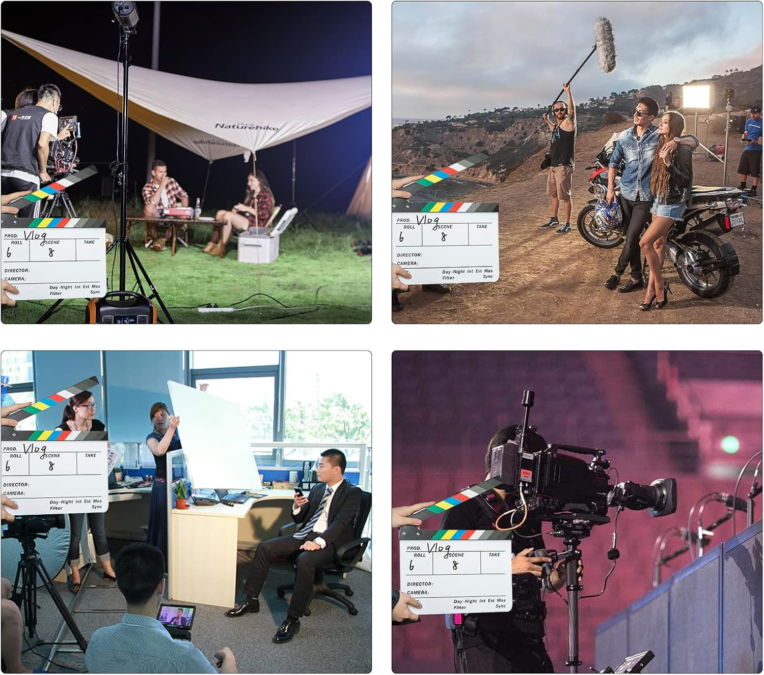 Acrylic Plastic Clapper Board for Film, 30X24Cm Director'S Film Clapboard Movie Cut Action Scene Slate for Movie, Video, TV Show, Studio Live, White image number 1