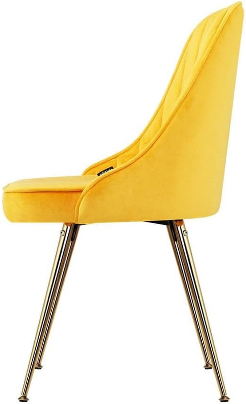 Artiss Dining Chairs Set of 2 Retro Esright Kitchen Chair Nursing Seats Reading Seating Home Living Room Bedroom Cafe Office Furniture, Polyester Fabric, Modern Metal Legs Yellow image number 3