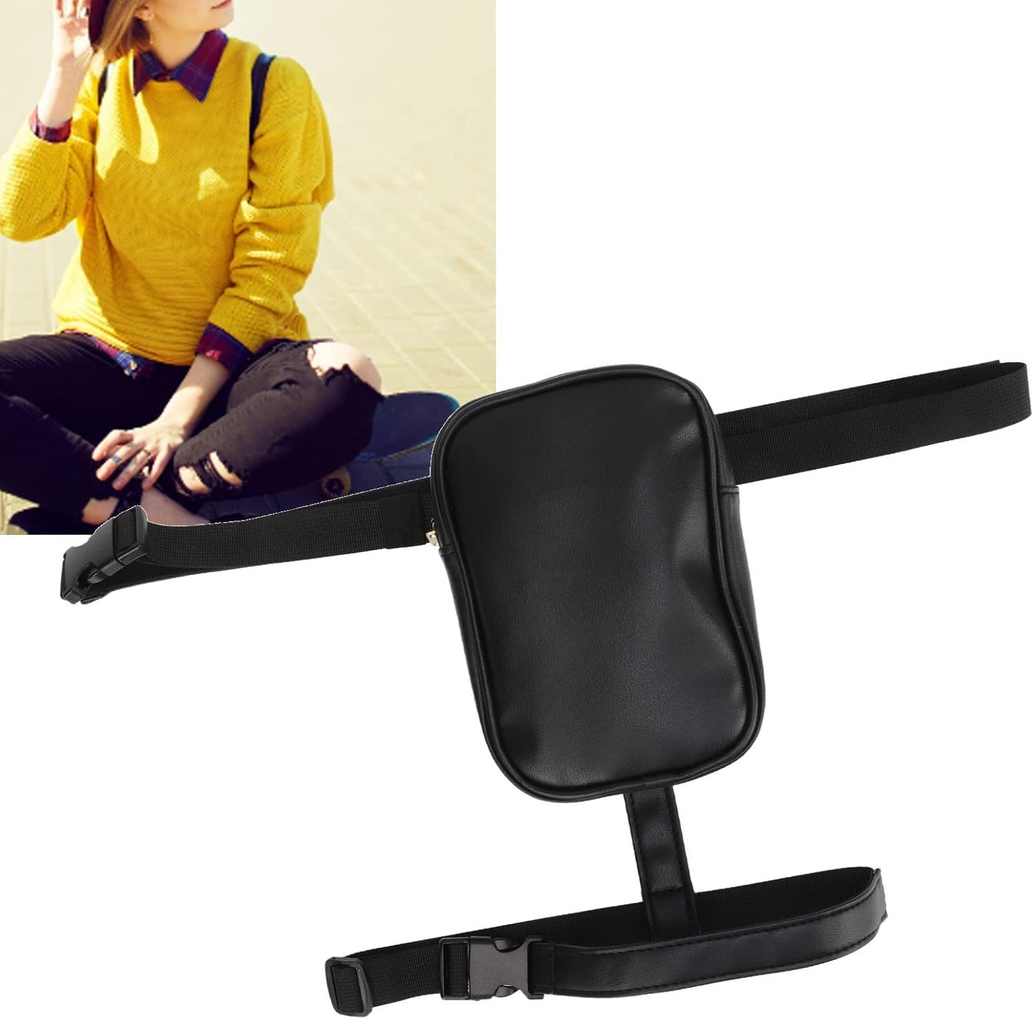 Thigh Harness Leg Bag, Large Capacity Waterproof Wear Resistance Stable PU Leather Leg Purse for Women for Outdoor image number 3