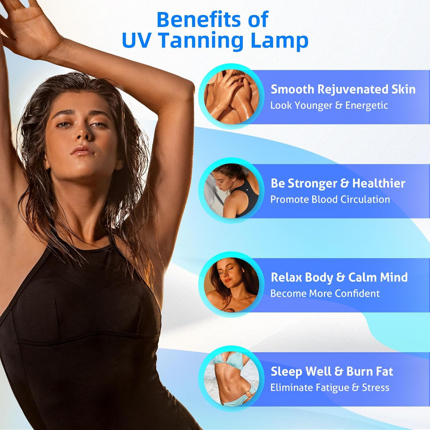 Solarium for Home, 460 NM Portable Tanning Lamp with 225 Leds, 45 W Face Solarium, Adjustable Stand and Hanging Hooks, Face Tanner Solarium for Home for Body