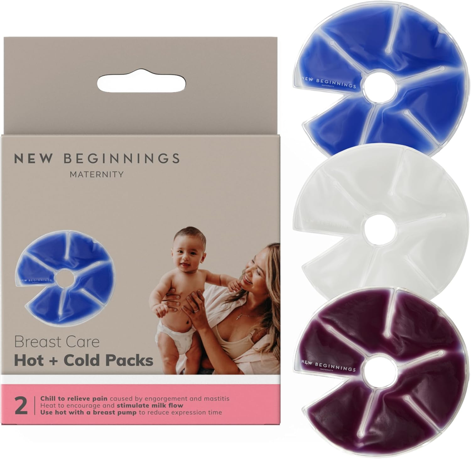 New Beginnings Reusable Breast Care Hot & Cold Therapy Packs for Breastfeeding image number 1