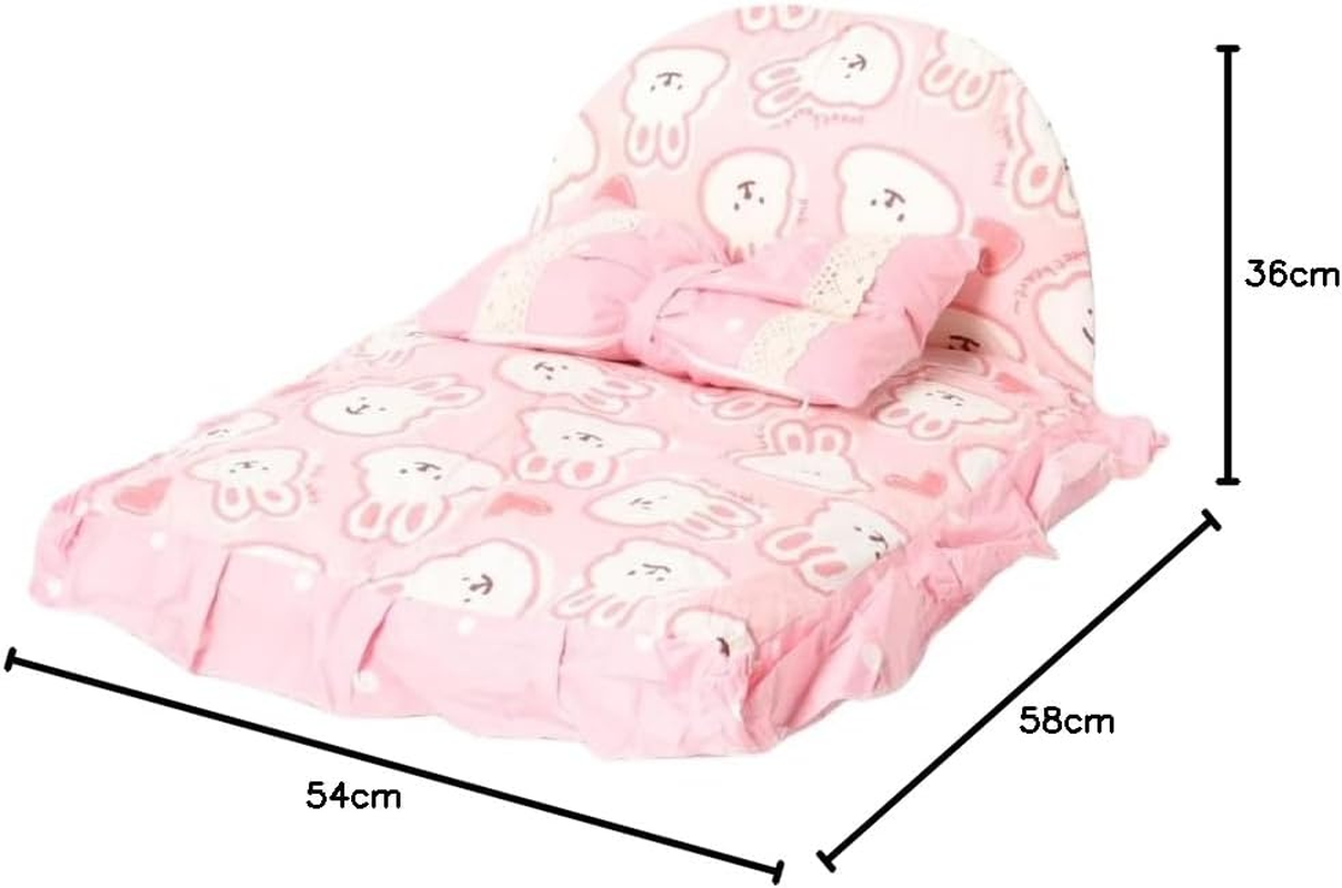 Pet Bed, Fluffy, Cute, Dog, Cat, Stylish, Square, All Seasons, Pet Sofa, Pet, Cushion, Includes Pillow, Princess-Style, Ruffle, Pet Bed with Princess-Style Pillow (Pink) image number 2