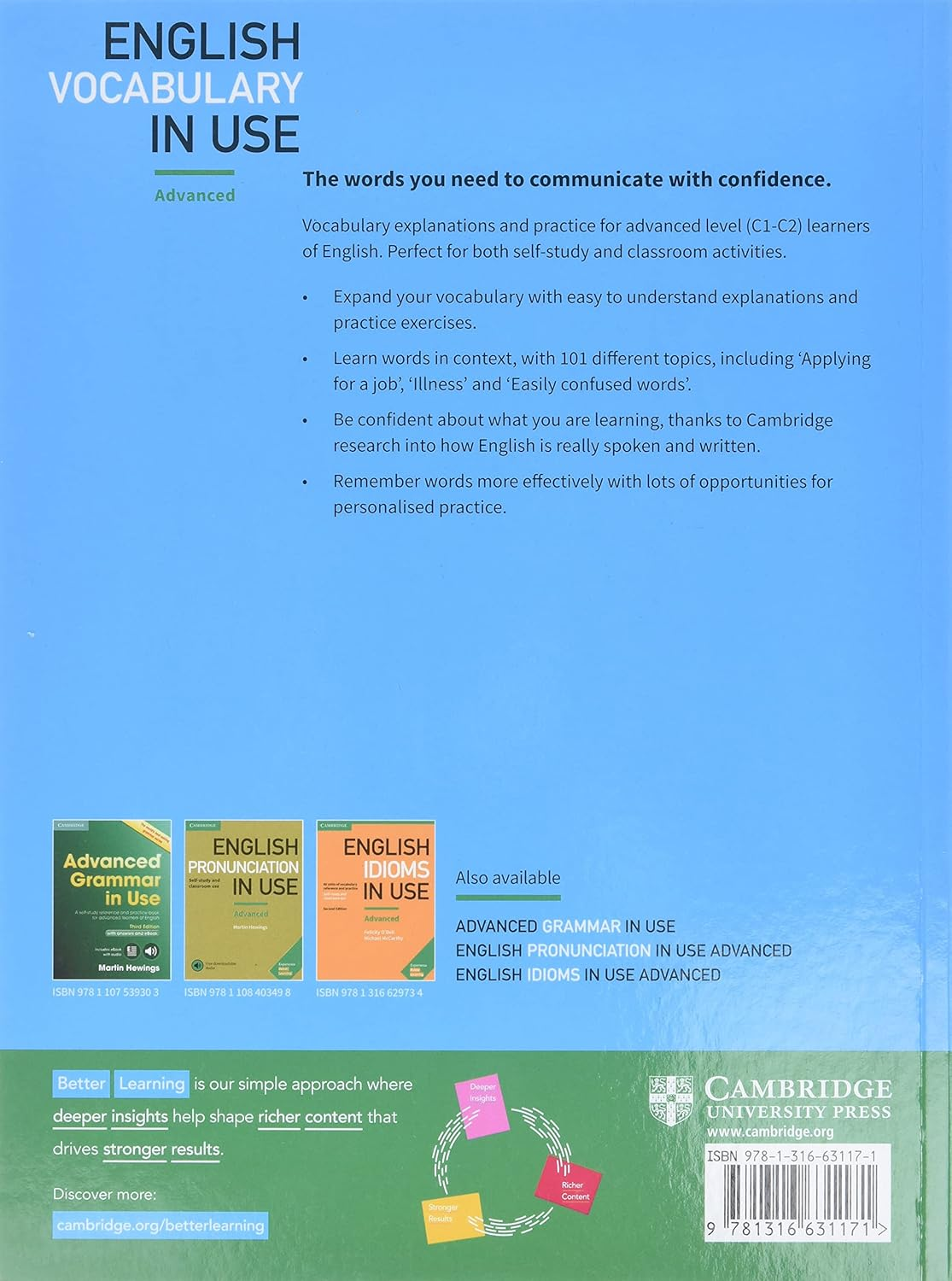 Cambridge English Vocabulary in Use: Advanced Book with Answers Book - Paperback - 13 July 2017: Vocabulary Reference and Practice image number 1