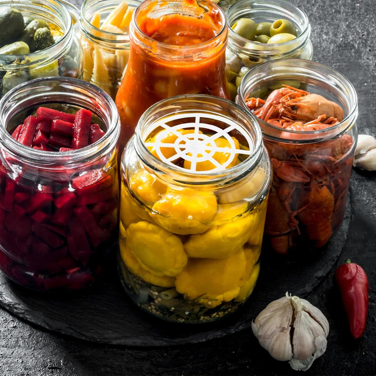 Zerodeko 5Pcs Vegetable Press Fermentation Tool Fermenting Supplies Weight Jars Fermenting Fixer Canning Weights for Fermenting Pickle Fermentation Weight Plastic White image number 6