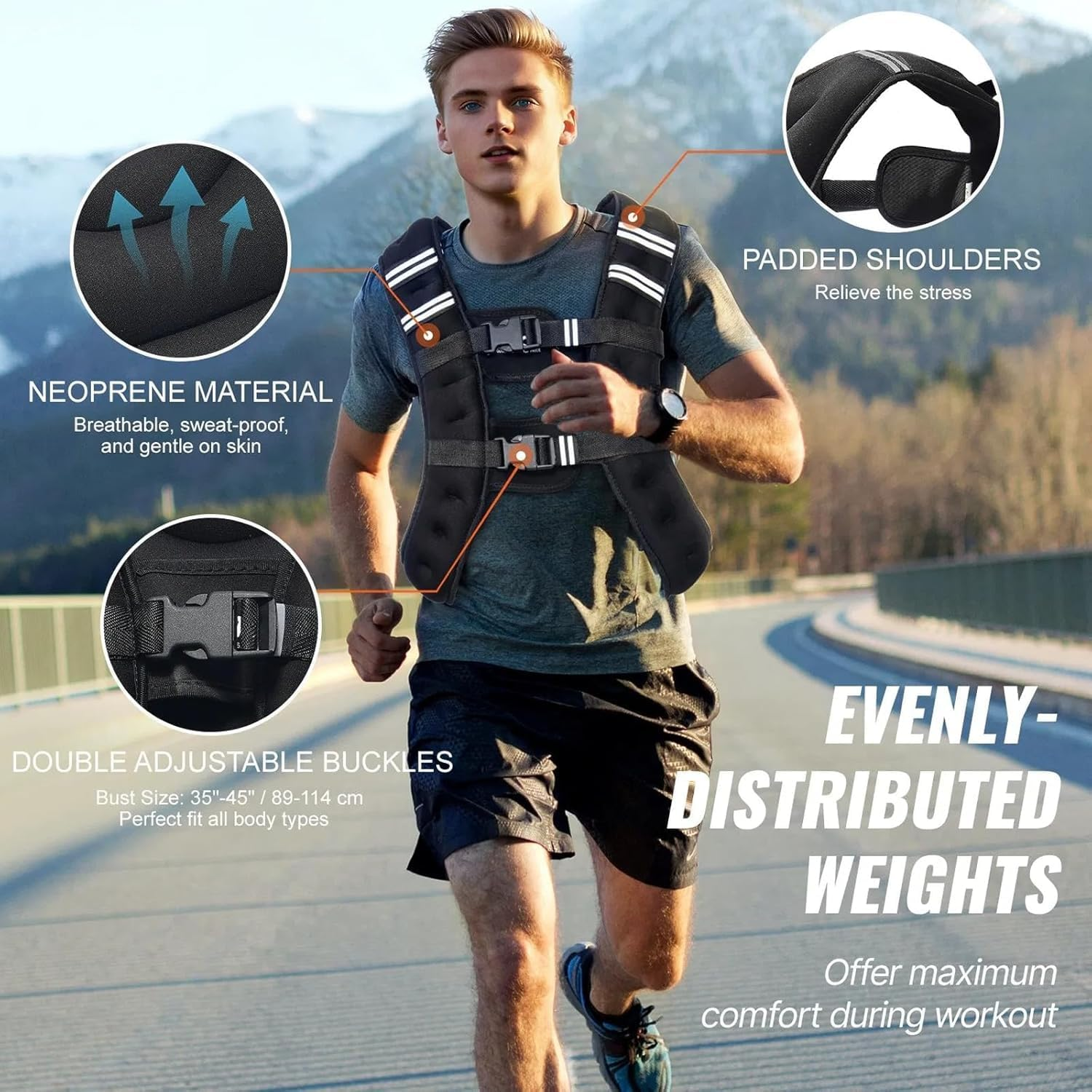 Running Weighted Vest, 12 Lbs(5Kg) Weight Vest for Men Women, Body Weight Vests Adjustable with Reflective Stripe for Strength Training, Running, Training Workout, Jogging, Walking image number 4