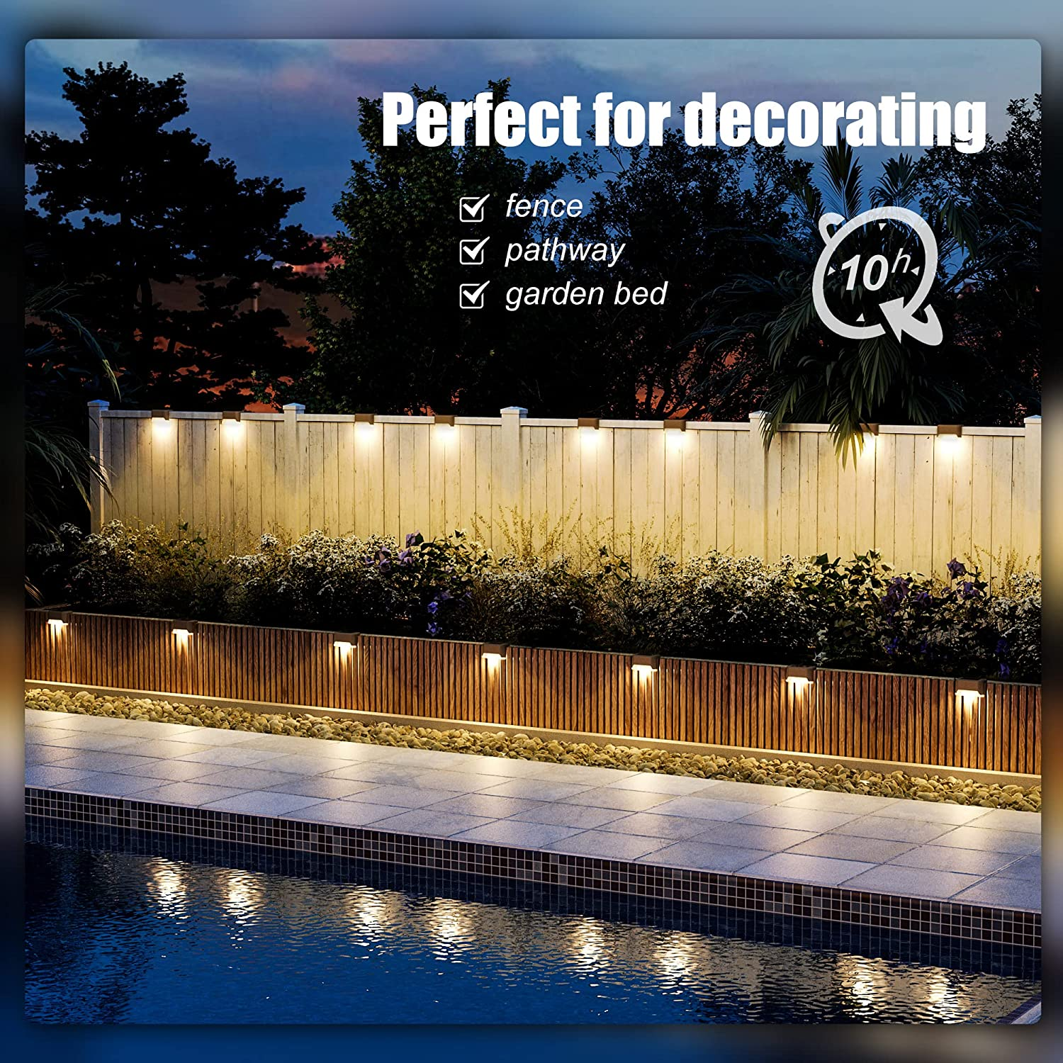 Solar Deck Lights Outdoor, Step Lights IP65 Waterproof Led Solar Light for Outdoor Stairs, Step, Fence, Yard, Patio, Backyard and Pathway(Warm White)-16 Pack image number 4