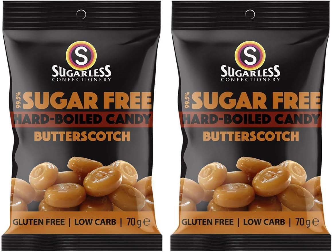 Sugarless Confectionery Aura Hard-Boiled Candy Butterscotch Flavour 70 G