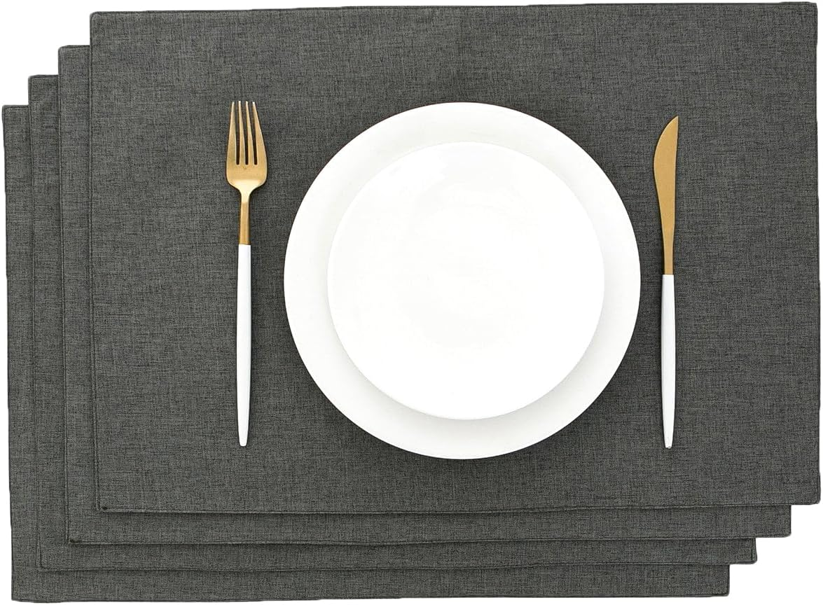 AOKSUNOVA Cloth Placemats Set of 4 Farmhouse Linen Table Mats for Dining Table Turquoise