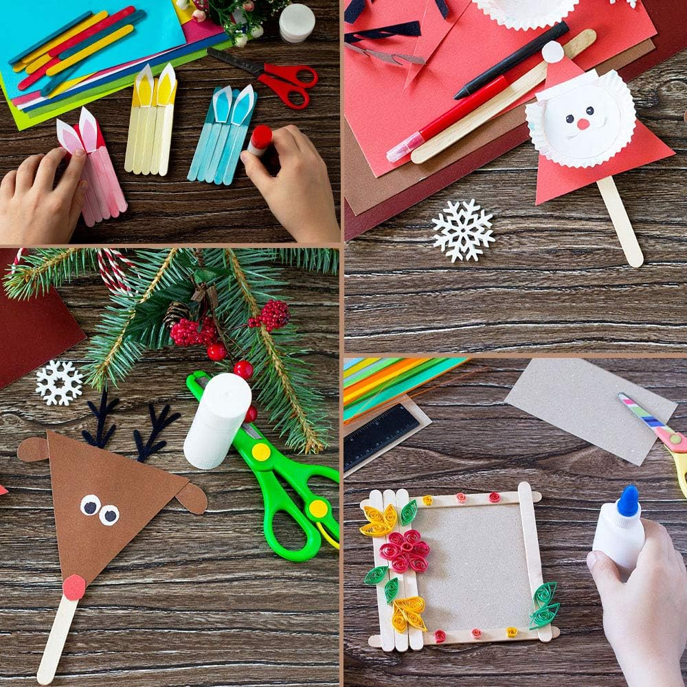 200 Pcs Wooden Craft Sticks, Popsicle Stick, Arts and Crafts, Best for DIY Games Making, Building Designs or Kids Education, 4.5 Inch Long (Wood Colour, 4.5 Inches)