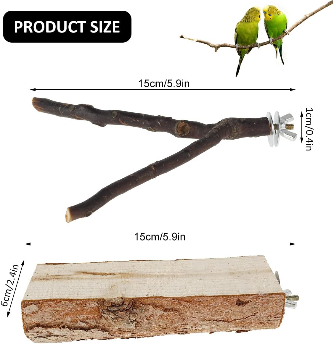 2/10Pcs Parrot Bird Perches Natural Wood Bird Stand Platform Wooden Exercise Climbing Paw Grinding Toy Birdcage Accessories(2Pc) image number 2