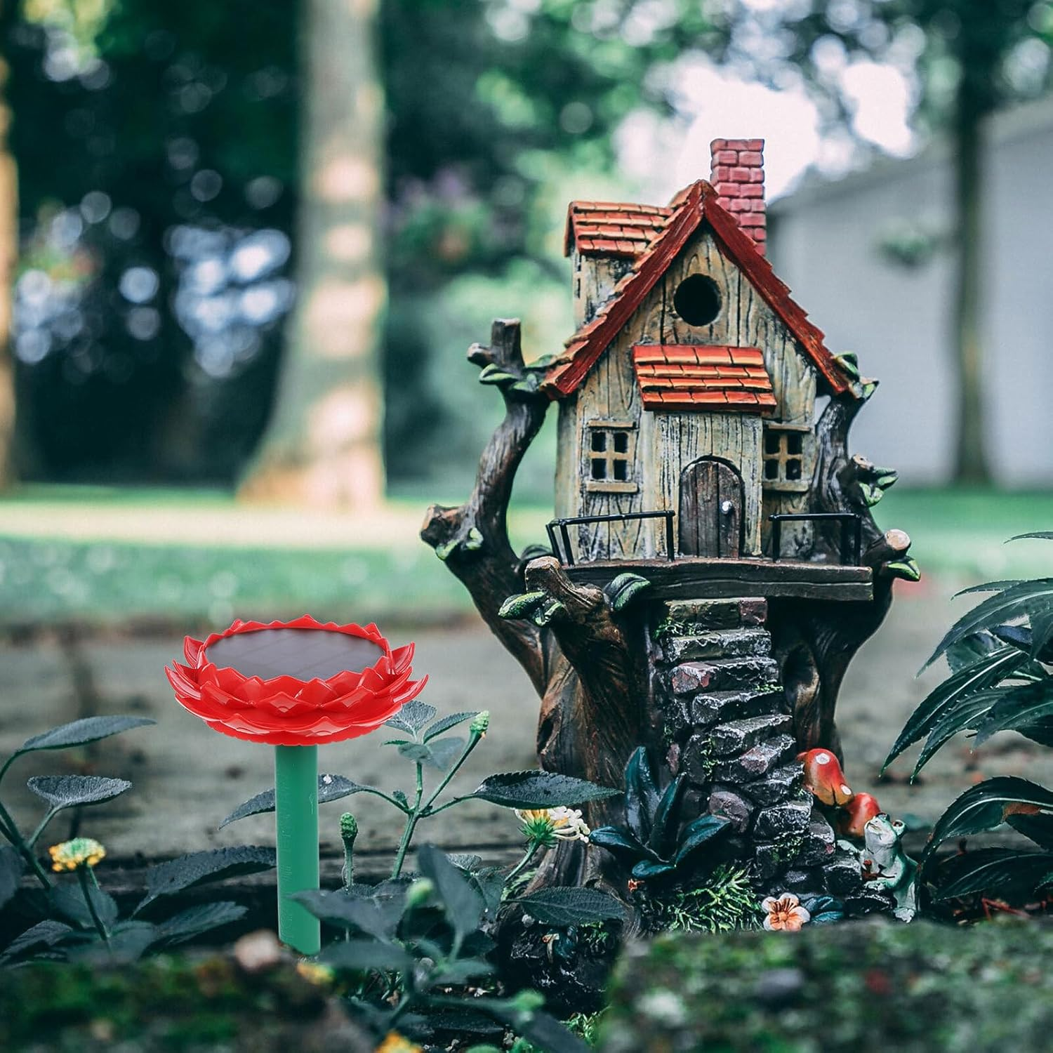 MUELODSIC Waterproof Solar Powered Speaker Portable Outdoor Wireless Speaker with Lotus Design for Garden Courtyard, Sturdy Weather-Resistant Wireless Music Player Featuring Buddhist Songs P image number 6