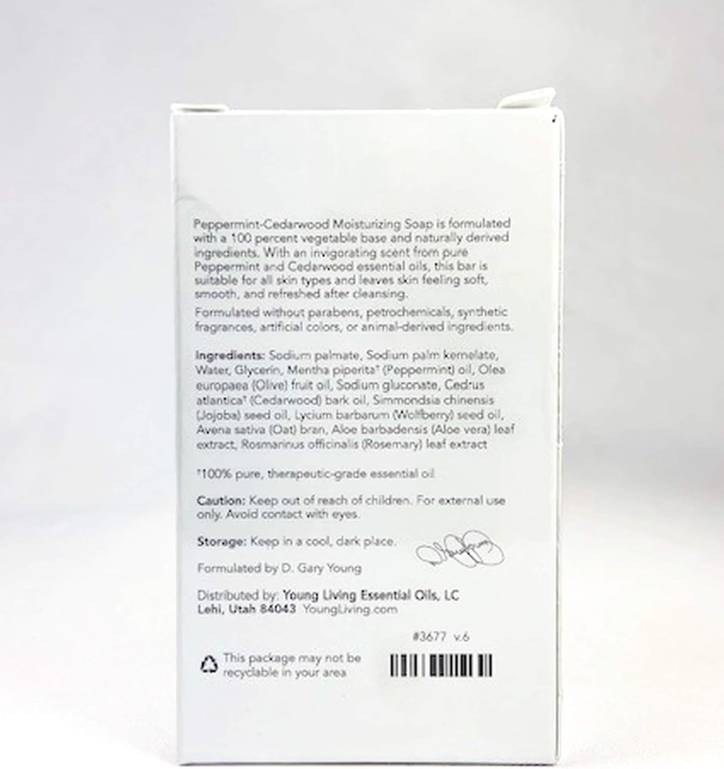 Peppermint Cedarwood Bar Soap 3.45 Oz by Young Living Essential Oils