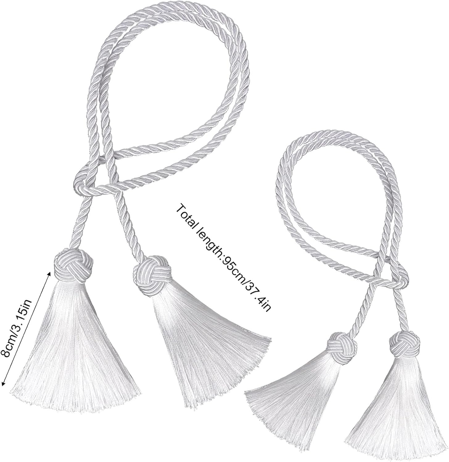 4 Pack Curtain Tiebacks Handmade Braided Tiebacks with Tassel for Home Office Room Window Decoration - Gold image number 2