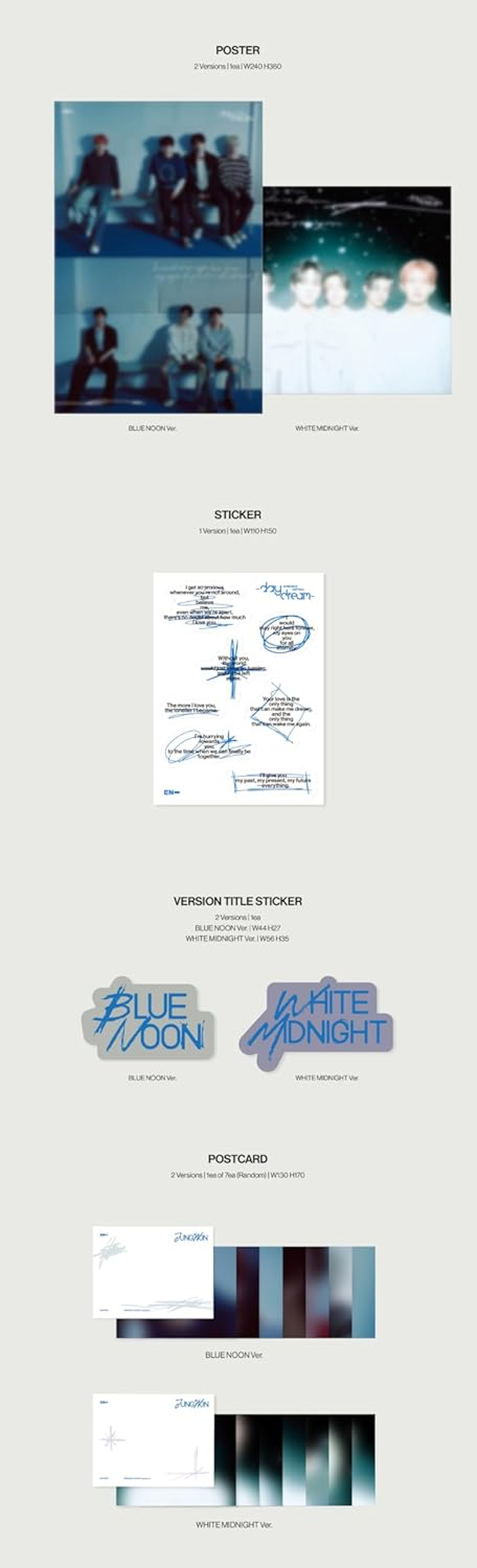 ENHYPEN ROMANCE : UNTOLD Daydream 2Nd Album Repackage Standard BLUE NOON Version Cd+92P Photobook+1P Folded Poster on Pack+2Ea Sticker+1P Postcard+2P Photocard+Etc+Tracking Sealed EN- image number 3