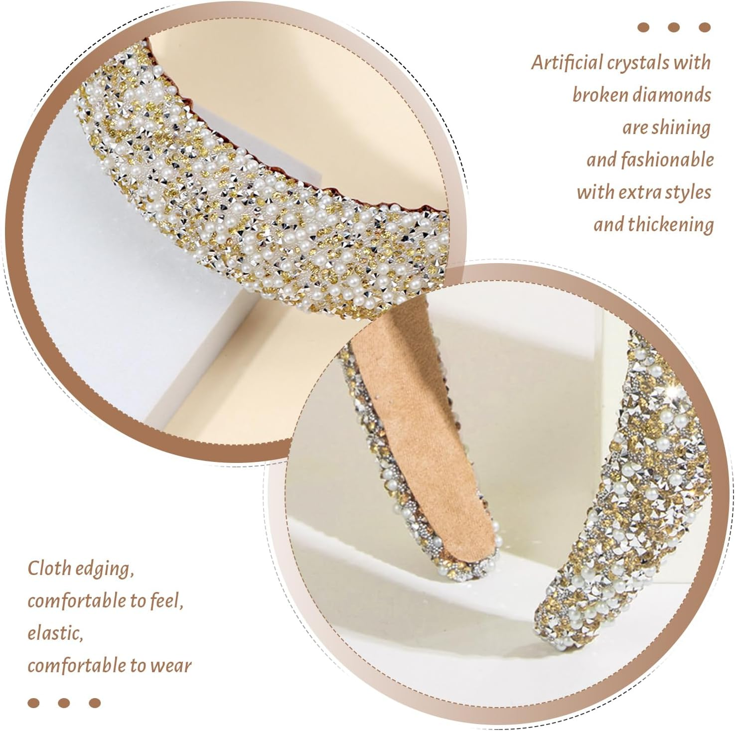 1 Piece Rhinestone Pearl Headband, Accessories for Hairstyle Decoration, Shiny Headband, Women with Wide Headband, Party Clothing Accessories image number 4