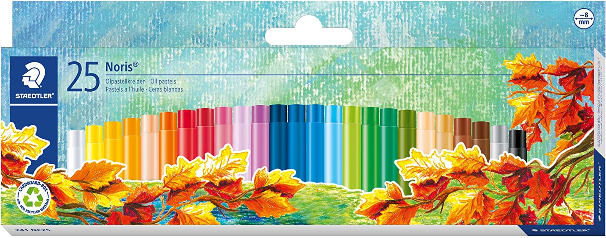 STAEDTLER Noris Oil Pastels 25 Pack, Assorted Colours, 241 NC25, Suitable for Colouring, Over-Colouring, Blending, Engraving and Scraping, Highly Break-Resistant, Waterproof