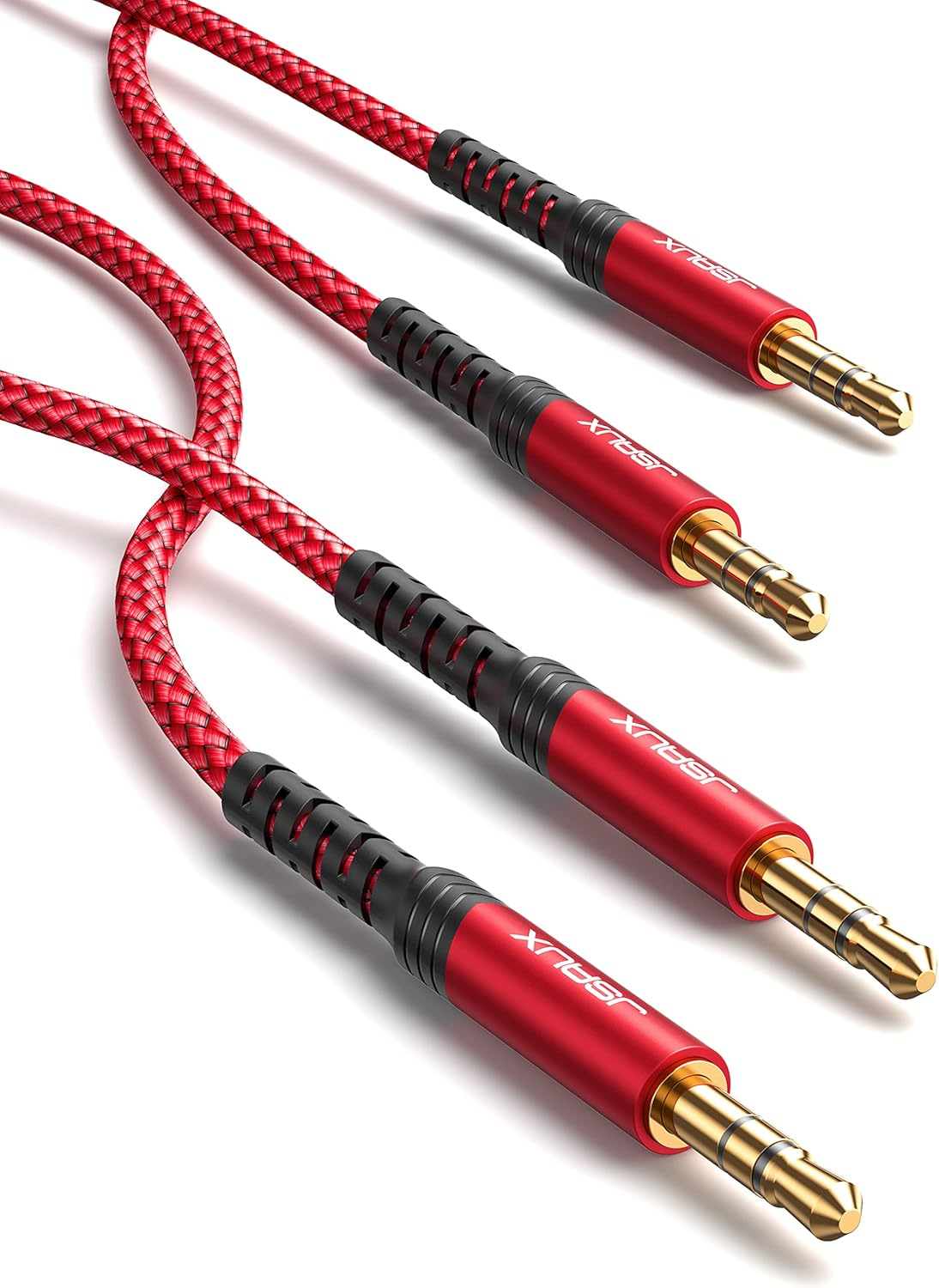 JSAUX AUX Cable, [1.2M/2Pack- Copper Shell, Hi-Fi Sound] 3.5Mm Auxiliary Audio Cable Nylon Braided Aux Cord Compatible with Car/Home Stereos,Speaker,Headphones,Sony,Echo Dot,Beats - Red image number 6