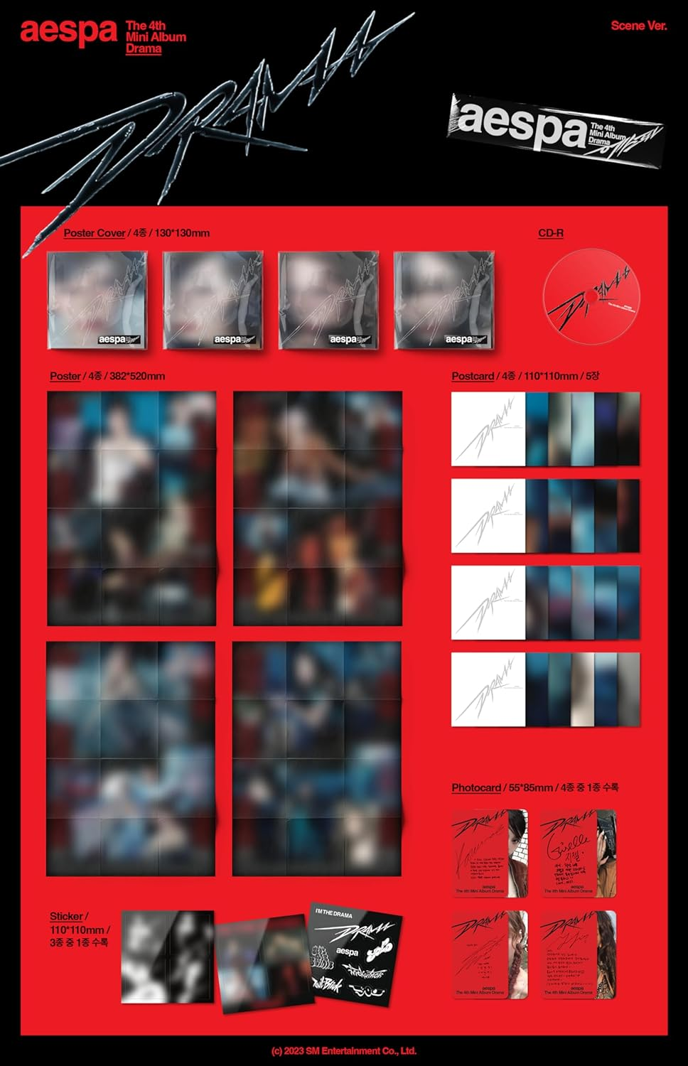 Aespa Drama 4Th Mini Album Scene KARINA Version Cd+5P Postcard+1Ea Sticker+1P Photocard+Tracking Sealed image number 1