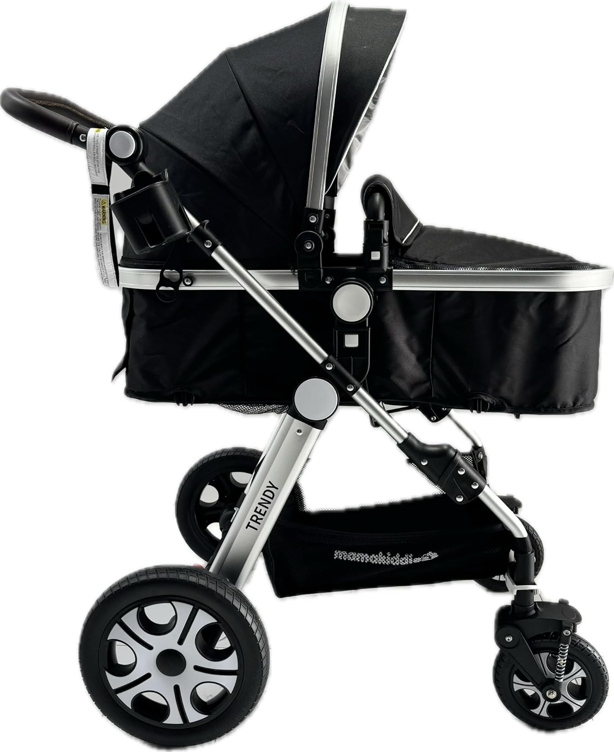 Mama KIDDIES Trendy Convertible 2In1 Aluminium Alloy Pram Stroller Bassinet Rain Cover, Foot Cover, Cup Holder, Inner Cushion, Mosquito Net Included image number 5