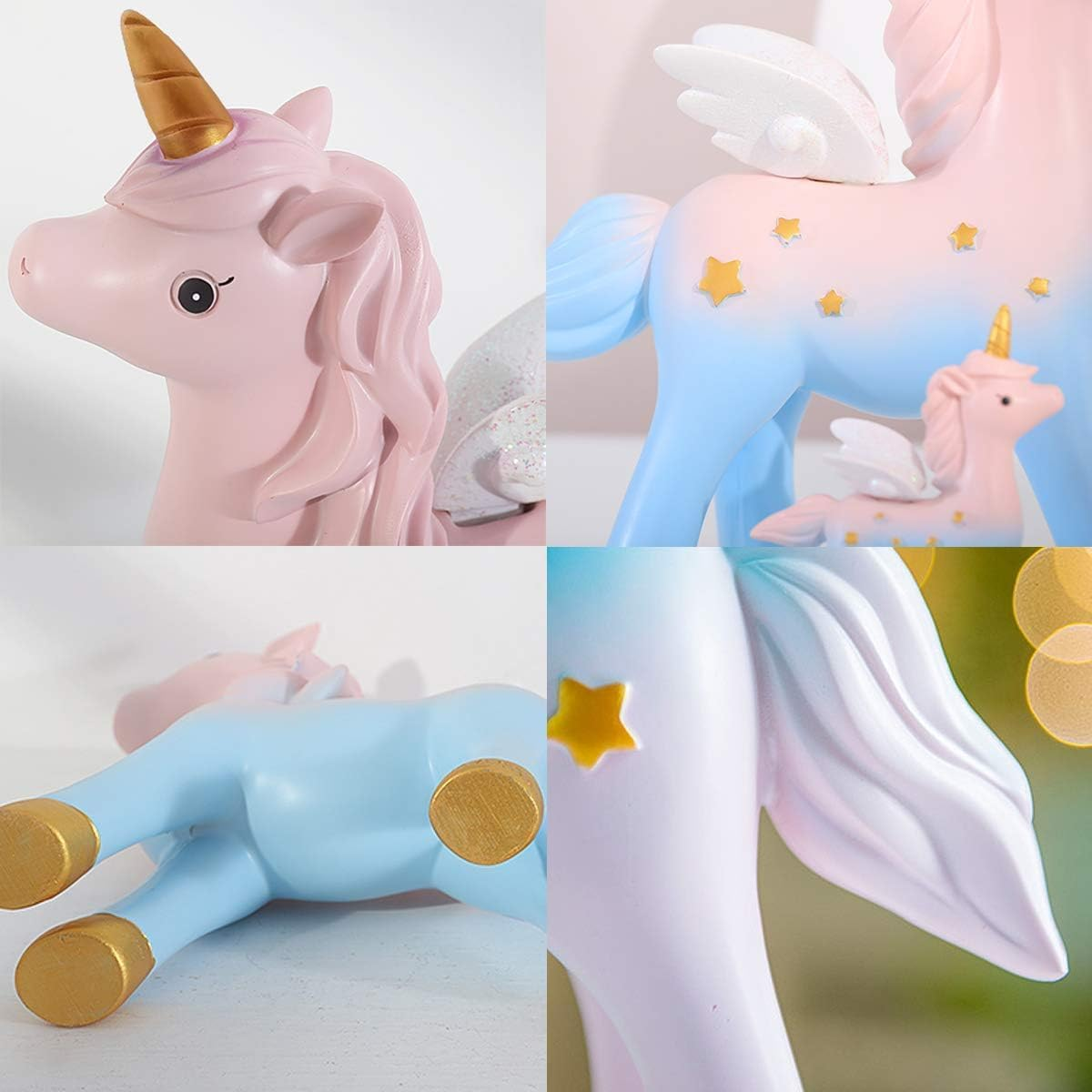 23Pcs Unicorn Cake Topper Kit, 2 Magic Unicorns Sculpture, 1 Rainbow, 1 Happy Birthday Banner, 2 Cloud, 4 Balloon, 12 Stars 1 Moon Happy Birthday Cake Decoration for Boy Girl Kid Women Birthday Party