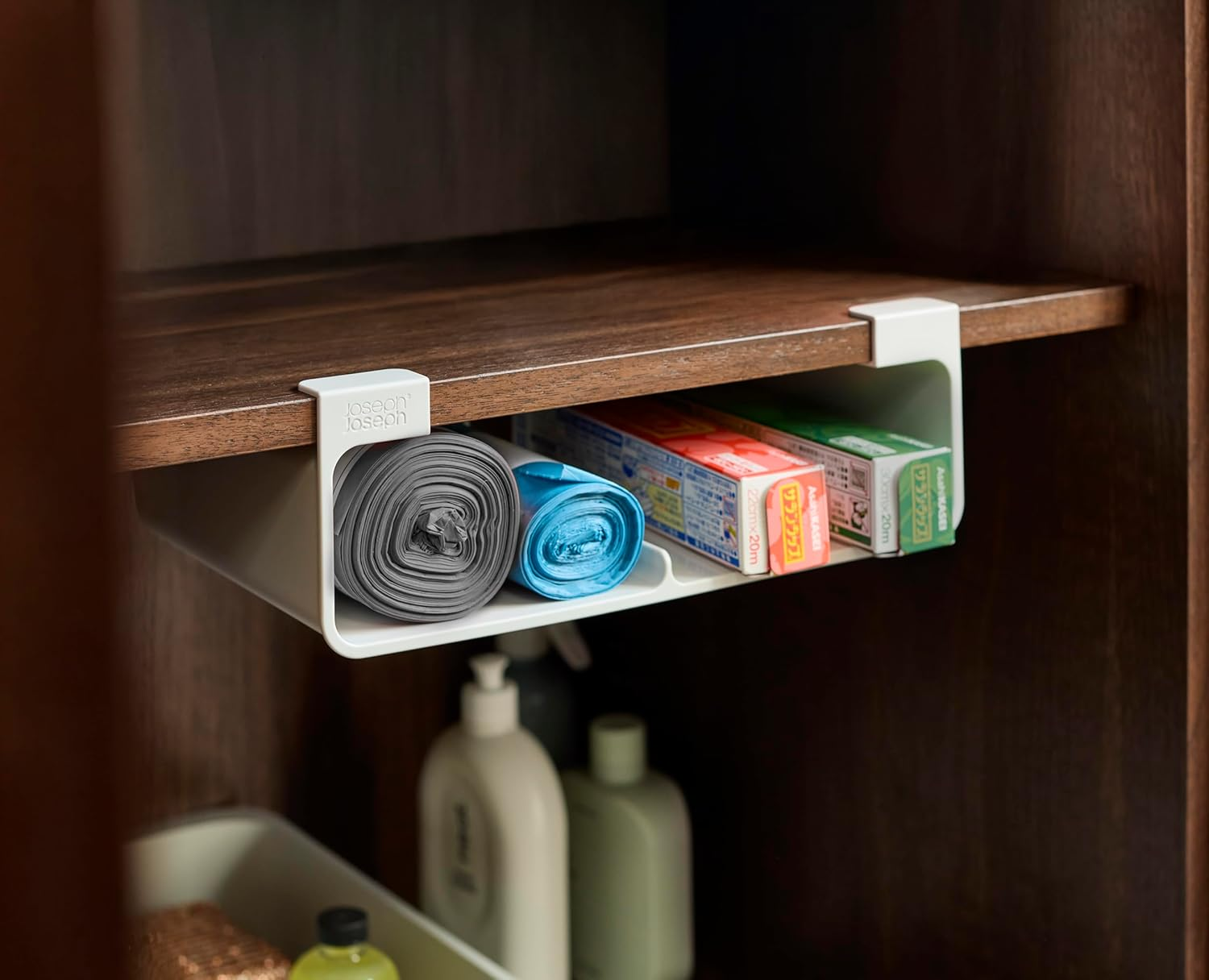 Joseph Joseph Cupboardstore Under-Shelf Film, Foil and Bag Organiser, Kitchen Space Saving Storage, Recycled Plastic image number 5