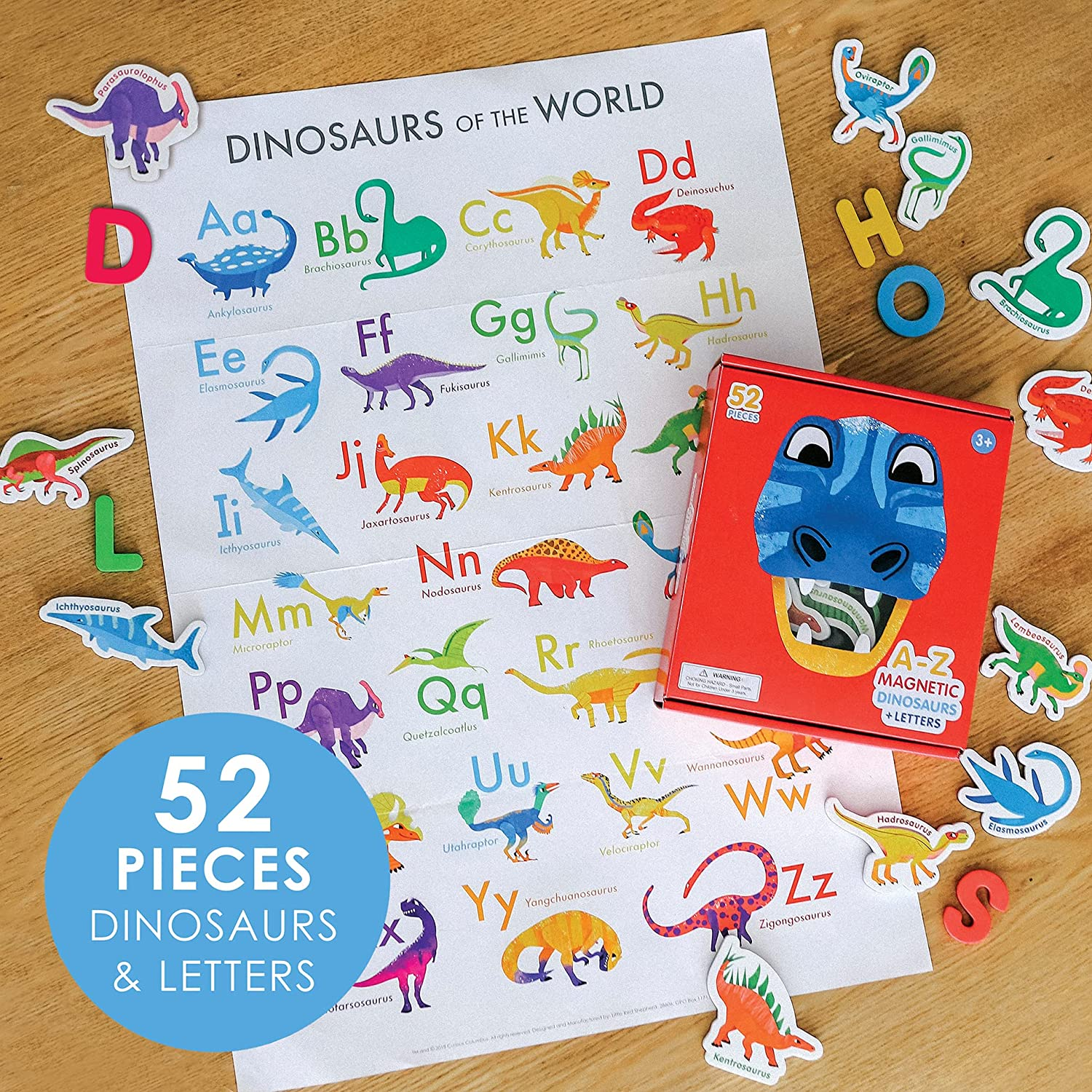 Curious Columbus Dinosaur Magnets &ndash; Magnetic ABC Letters for Toddlers &ndash; Fun Fridge Magnets for Kids with Alphabet Learning & Preschool Activities image number 3