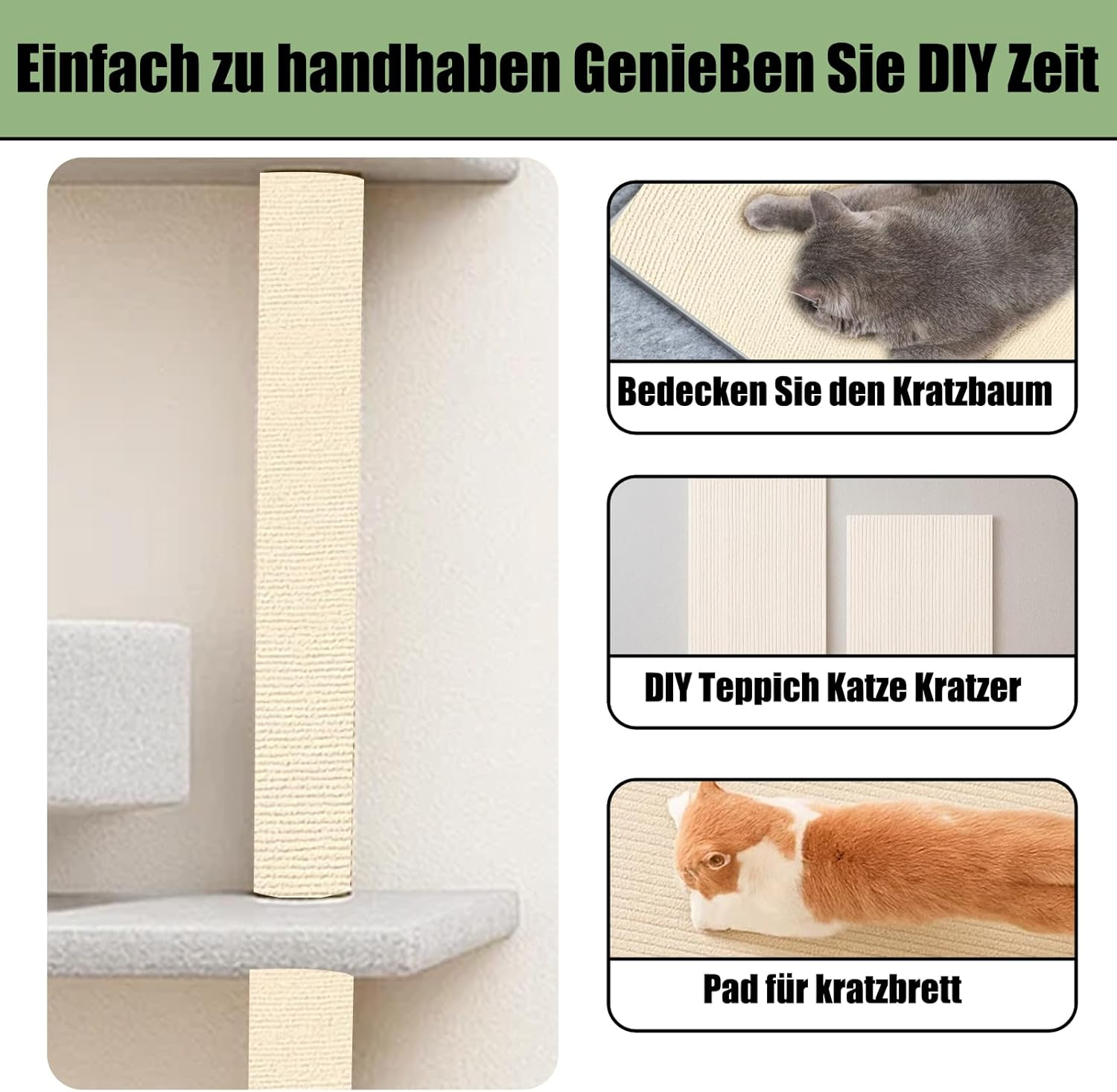 Pack of 1 Scratch Protection Sofa Cat, Self-Adhesive Scratching Mat for Furniture, Beige Cat Scratch Mat, DIY Scratch Protection for Couch and Wall image number 5