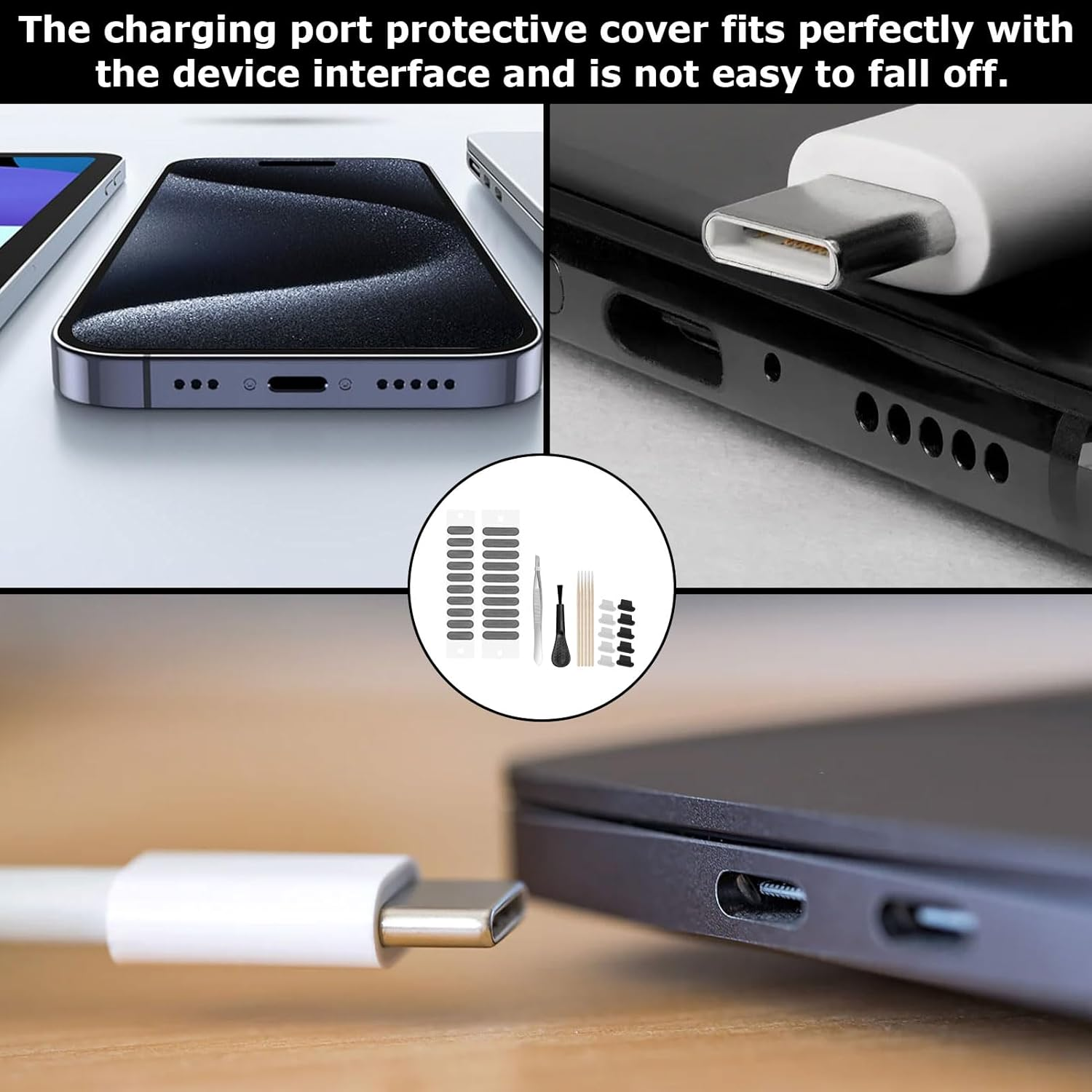 ZFRITP 37 Piece Phone Dust Kit, Mobile Phone Charging Socket Protection, Mesh Sticker for Phone Speaker, Phone Speaker Cleaning Tool image number 1