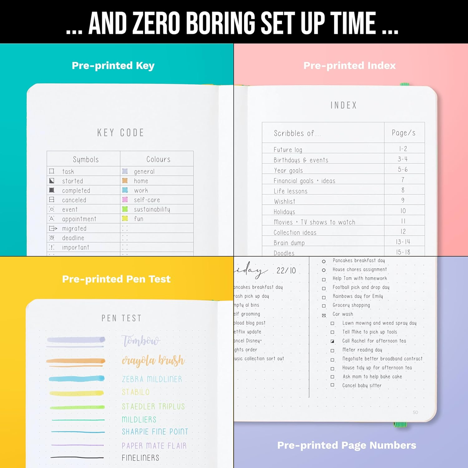 A5 Bullet Dotted Journal Notebook by STM | Thick Bleedproof 160Gsm Paper, 150 Pages | Lay Flat Vegan Leather Hardcover | 2 Bookmarks, Printed Page Numbers | Black Pen | 5.75 X 8.5 in | Bottle Green