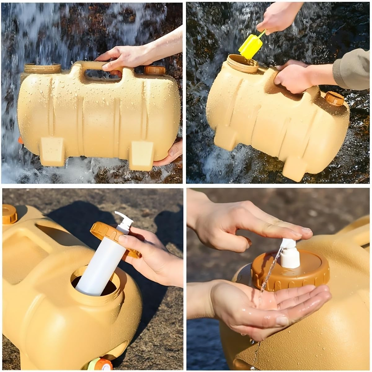 AIMALL 5.28 Gallon 20L Bpa-Free PE Water Storage Bucket with Cute Pig Design, Portable Outdoor Camping Square Drinking Container with Faucet and Cleaning Kit &ndash; Yellow