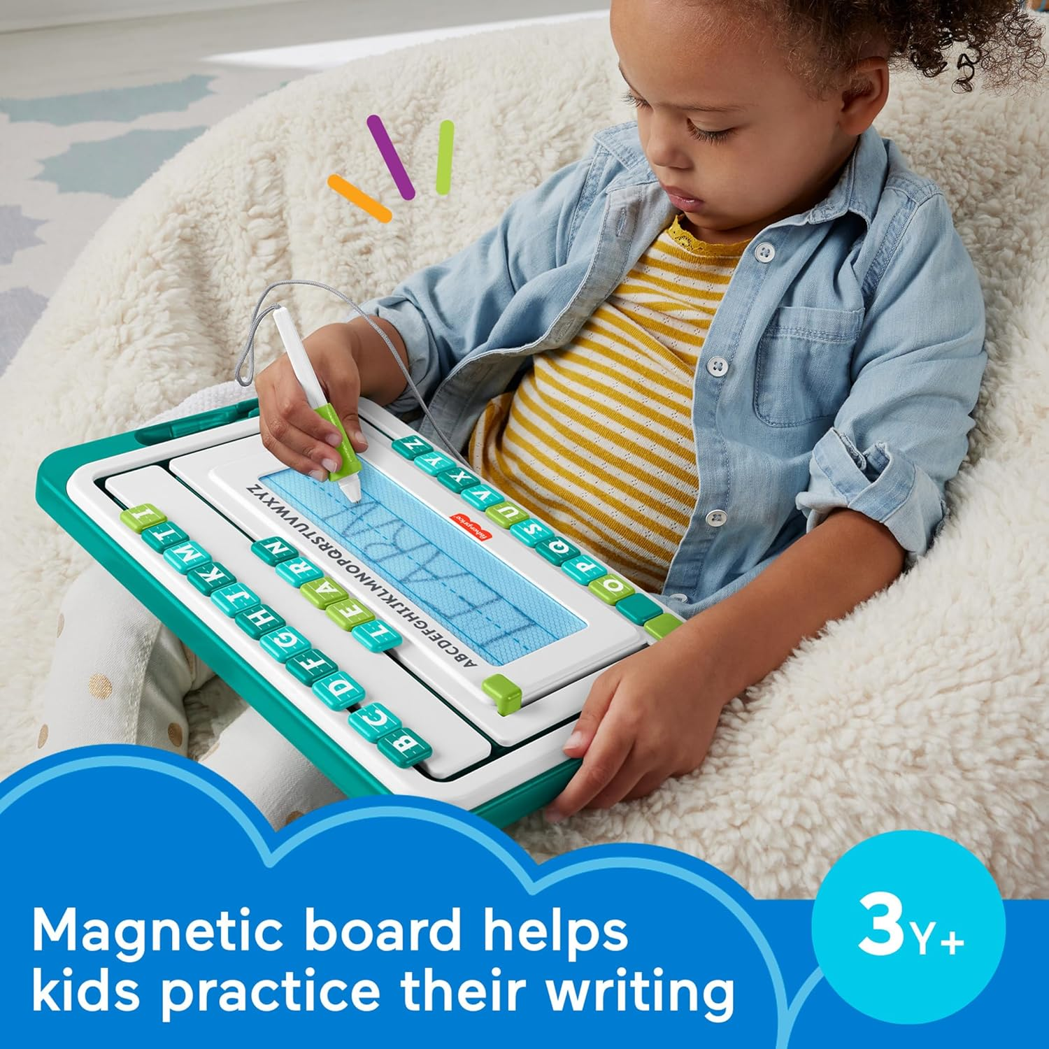 Fisher-Price Preschool Toy Think & Learn Alpha Slidewriter Magnetic Drawing Tablet with Letter Tiles for Kids Ages 3+ Years image number 4