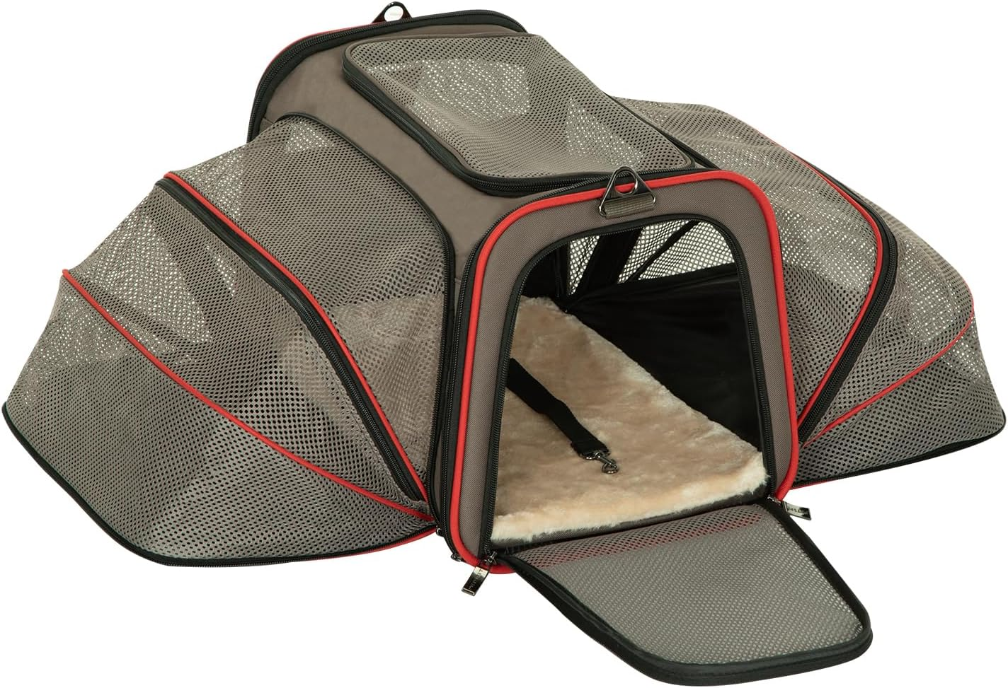 Petsfit Expandable Pet Carrier Airline Approved, Soft-Sided Portable Cat Carrier Dog Carrier, with Removable Plush Mat, Locking Safety Zippers and Pockets, Green