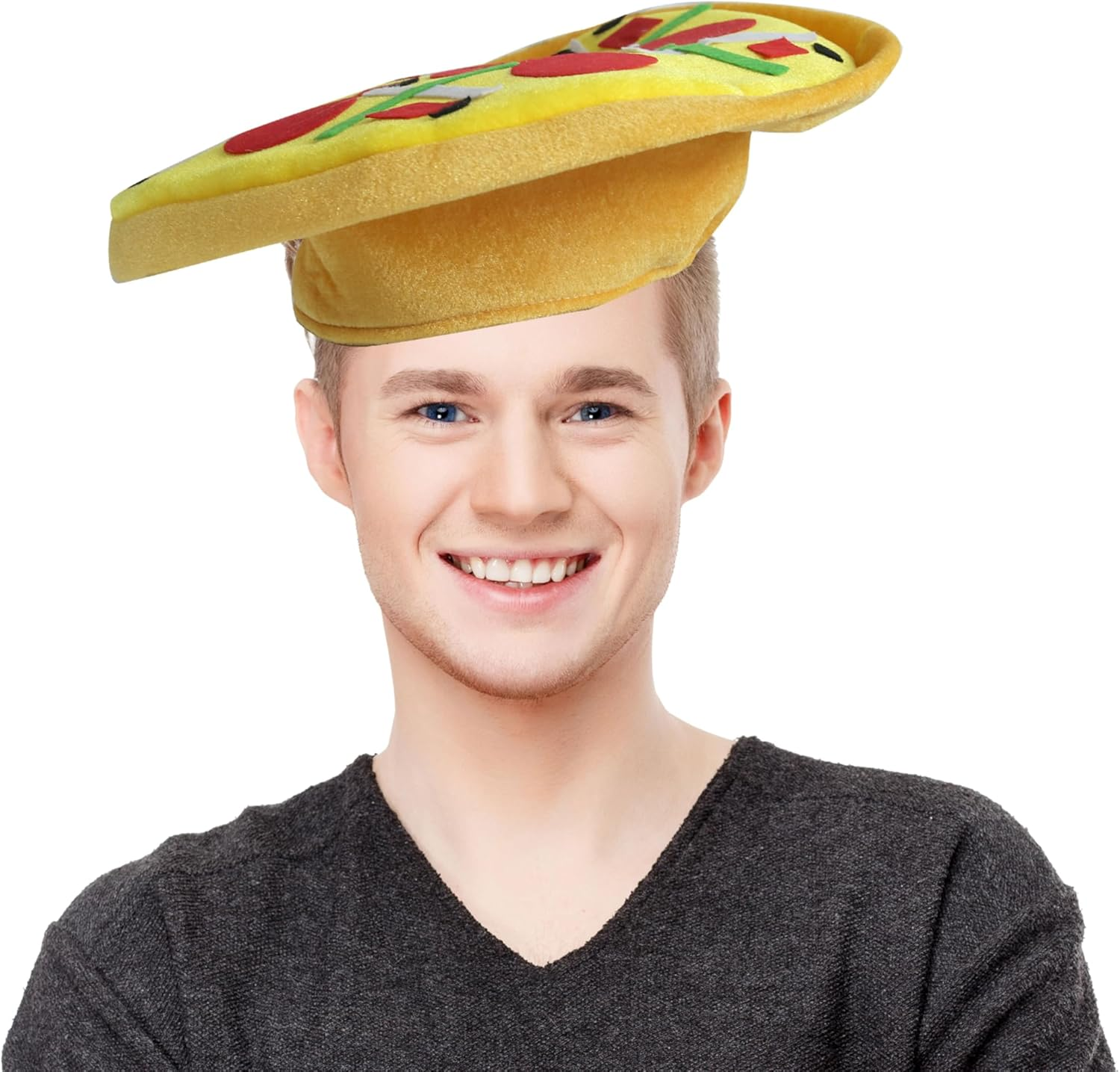Pizza Hat - Realistic Food Costume Headwear with Cheese & Toppings - Fun Party Costume Accessory for Adults -Ideal for Themed Parties, Events & Festivals image number 2