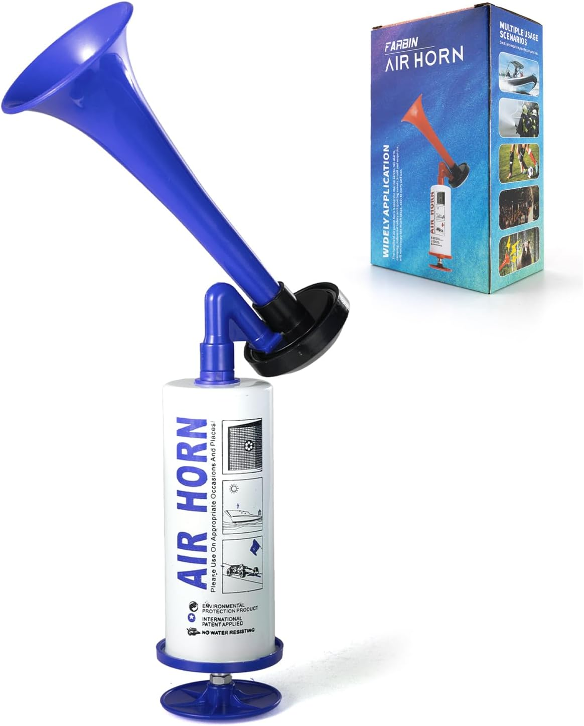 FARBIN Air Horn for Boating & Safety Dog Air Horn Bear Horn for Hiking Air Horns Loud for Safety Airhorns Horn Graduation Sports Events Party(Large ABS Handheld Horn 2PCS)