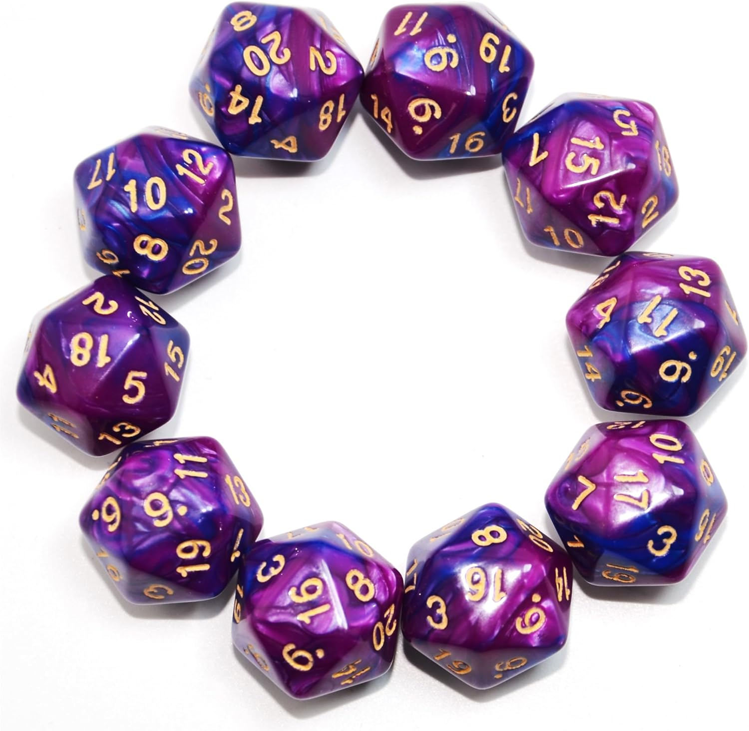 Smartdealspro 10-Pack Two Color 20 Sided Dice D20 Polyhedral Dice for DND RPG MTG Table Games