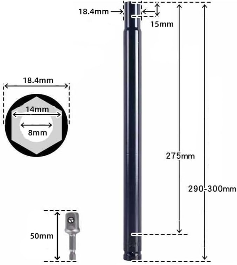 1PCS Power Nut Driver, Impact Nut Driver Set with Hex Shank, Hex Nut Driver Set, Nut Runner Hollow Socket, Fit Long Bolts and Ductwork for Overhead Fastening Applications Operations