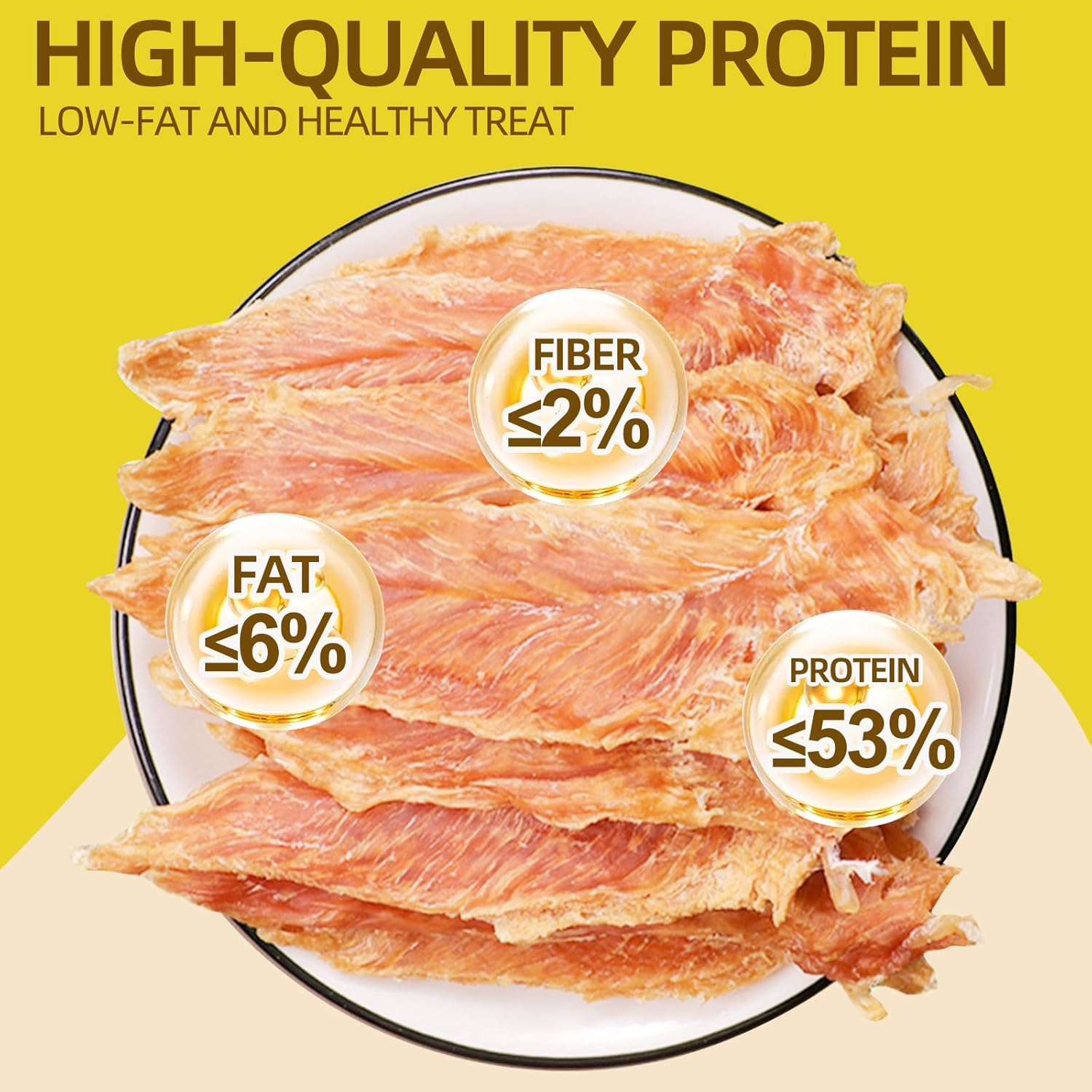 Premium Chicken Breast Jerky Fillets Dog Treats, Dog Healthy Chicken Jerky Training Treats for Small Medium Large Dog 100G image number 6