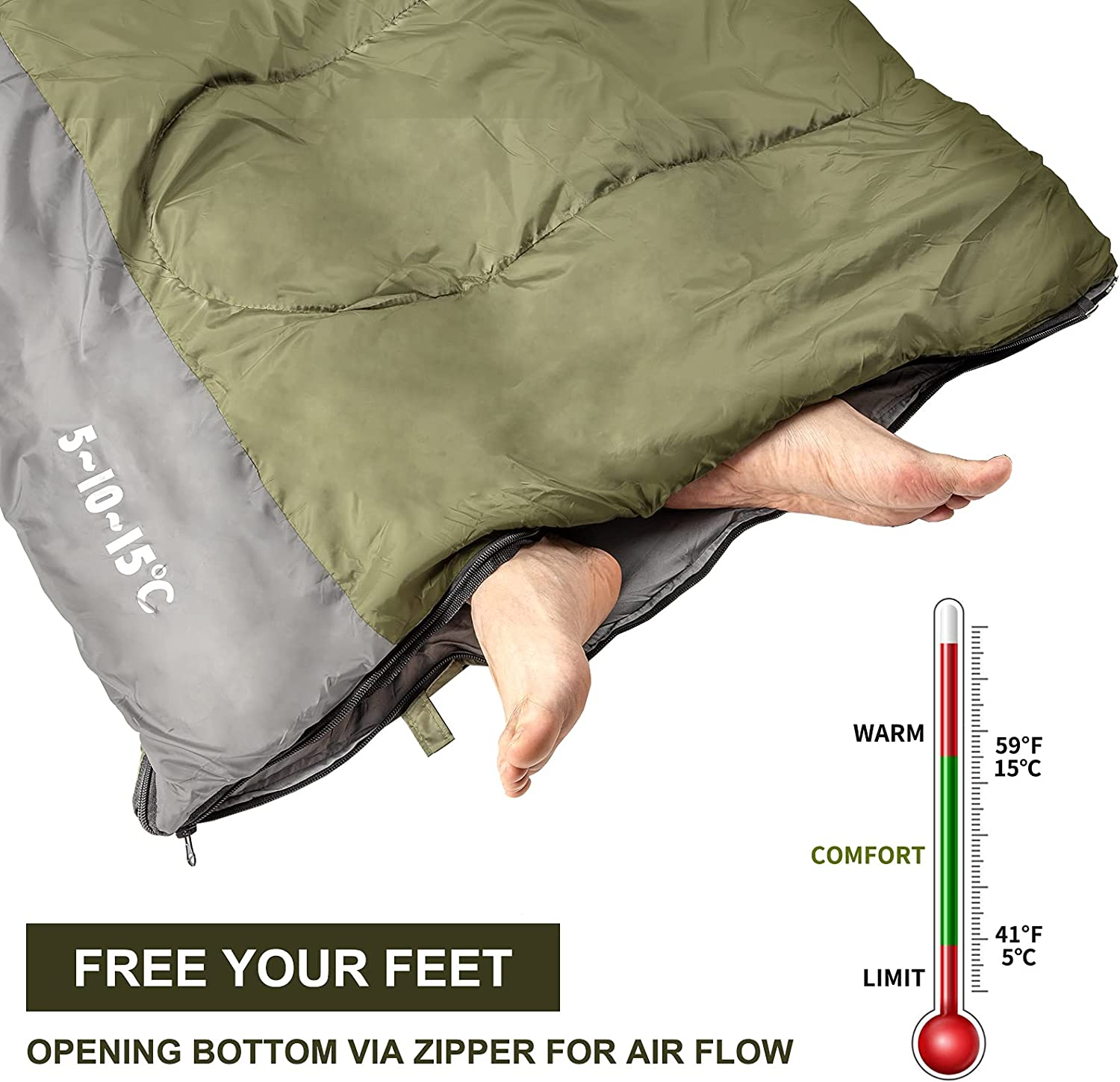 Night Cat Camping Sleeping Bag for Adults 3 Seasons Portable Lightweight Backpacking Hiking Traveling Indoor Outdoor Recommend 5℃-15℃ 80X190Cm Switch to a Quilt or Blanket image number 6