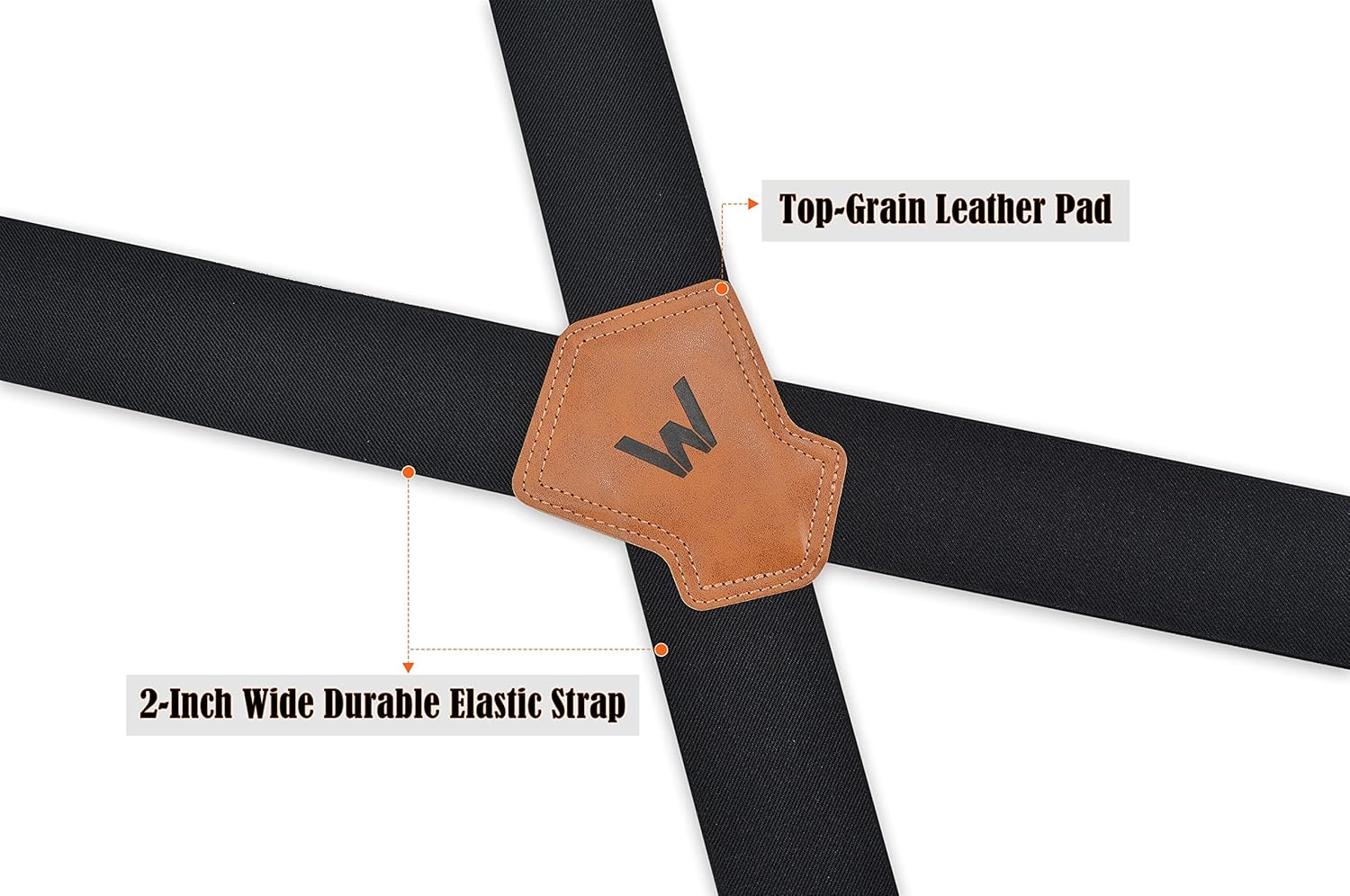 WELKINLAND Heavy-Duty 2Inch-Wide Full-Elastic Work Suspender for Jeans - Black image number 3