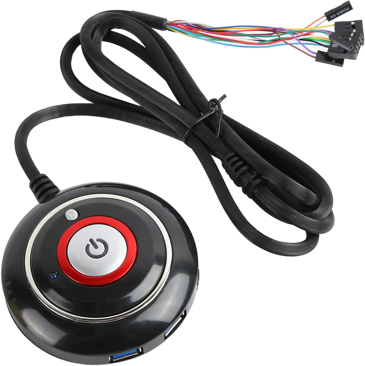 External PC Power Button, Desktop Computer Power Switch, Computer Case Reset Switch, External Remote Case Motherboard On/Off Button with 2 USB and Audio Ports, Plug and Play image number 2