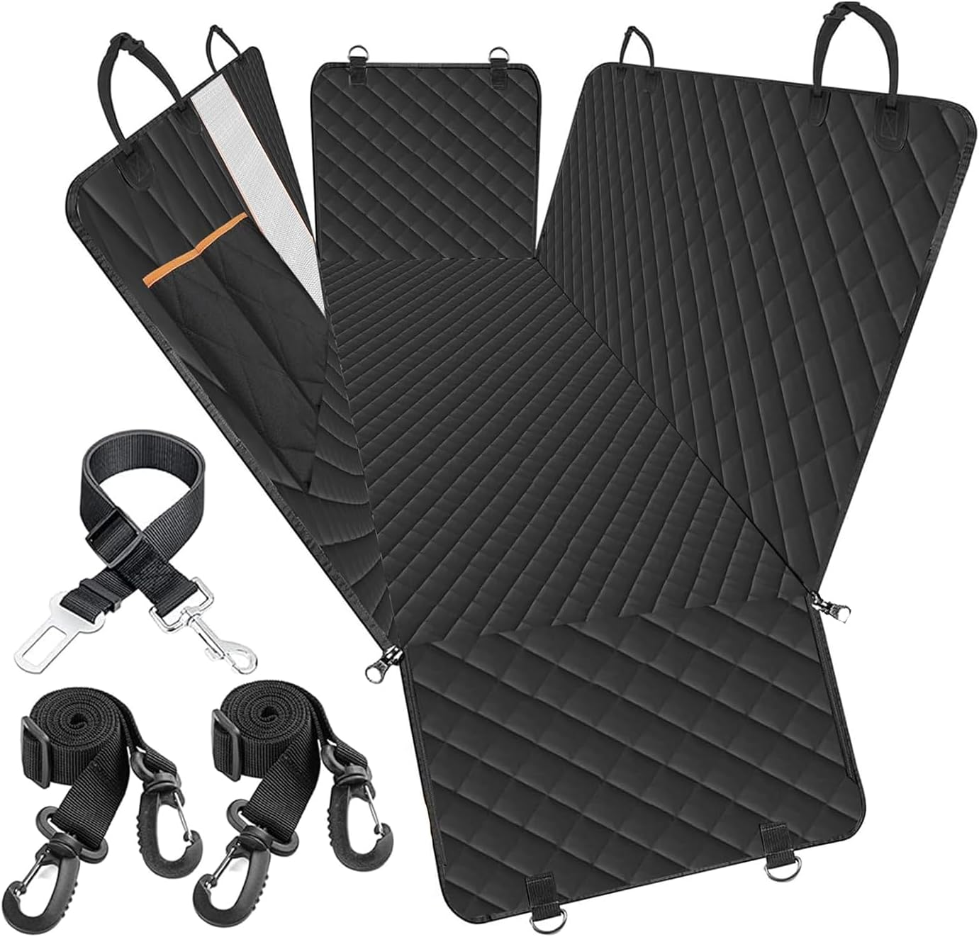 Dog Car Seat Cover for Pets with Visual Window Waterproof Scratch Proof Nonslip Soft Back Seat Covers with Side Flaps Seatbelt Dog Hammock for Cars Sedan SUV Trucks image number 6